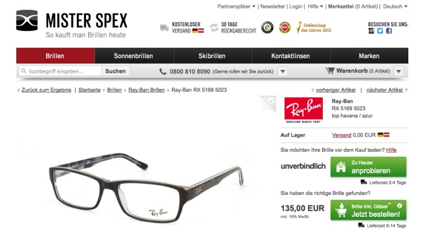 Brille Ray-Ban bei Mister Spex 